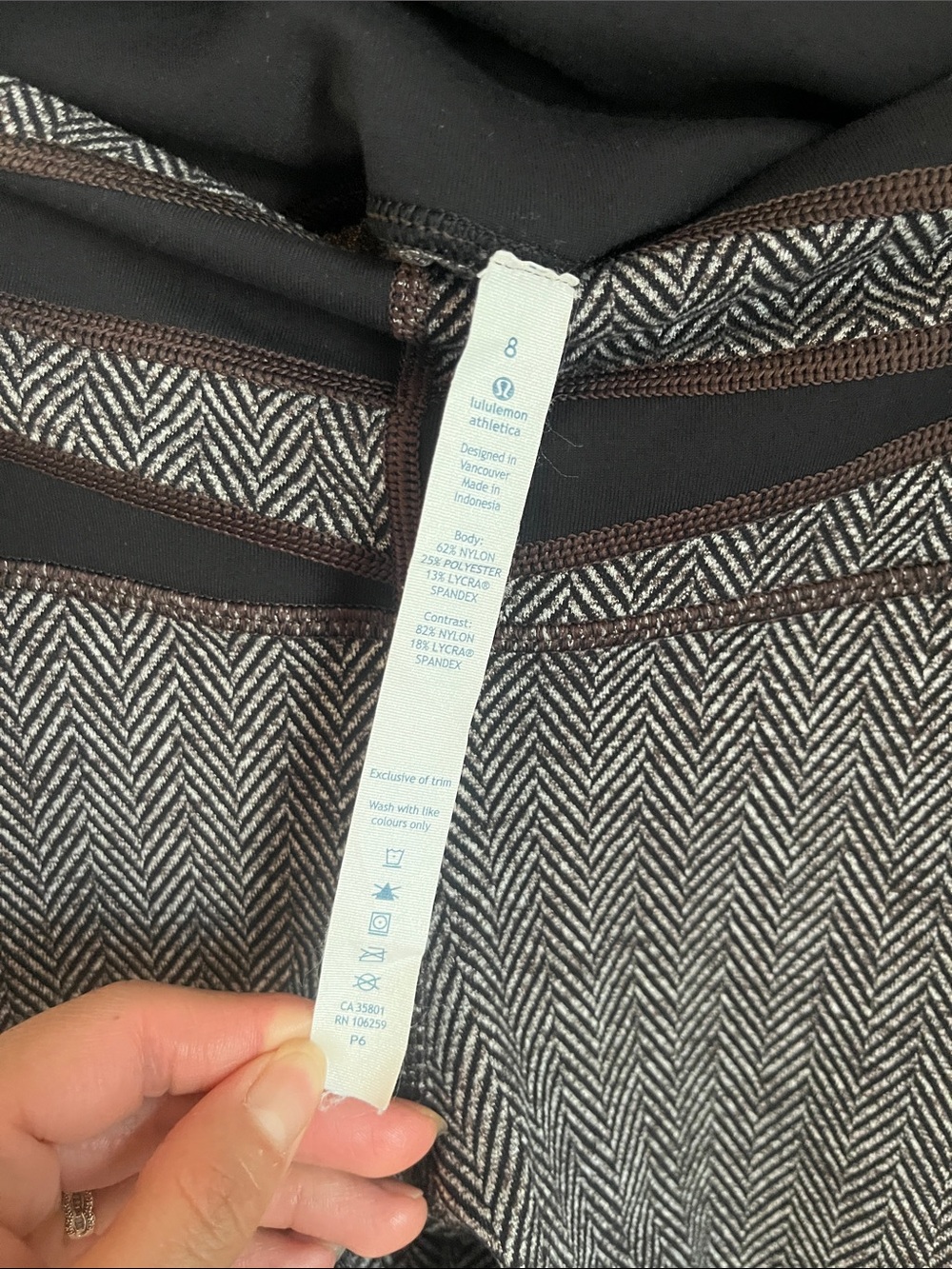 lululemon athletica Gray and Black Herringbone Leggings - Picture 2 of 8